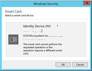 requires different smart card|The smart card cannot perform the requested operation.